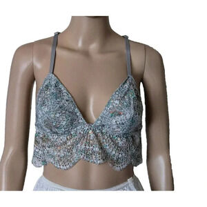Victoria's Secret Bra multicolor floral Lace Bralette Lightly Lined size L